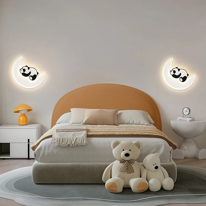 Creative panda astronaut wall light for children's bedroom