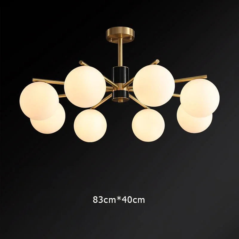 Nordic luxury gold copper pendant with white glass balls