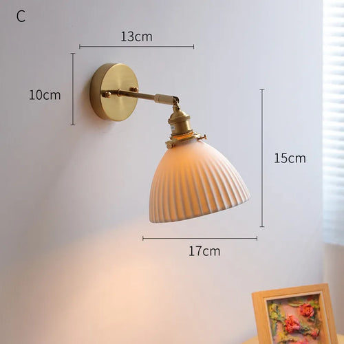 Nordic Japanese white and copper LED wall light - vue 22 sur 23