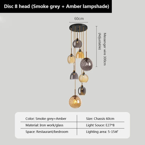 Modern glass pendant light for decorative indoor lighting