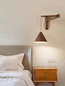 Artistic Japanese Nordic style retractable folding wooden wall light