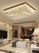 Dimmable LED crystal and stainless steel ceiling light for modern interiors