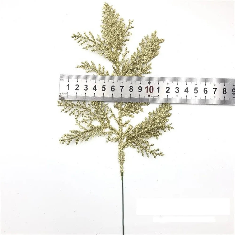 Christmas pine leaves glitter for DIY wreath and tree decoration - vue 4 sur 17
