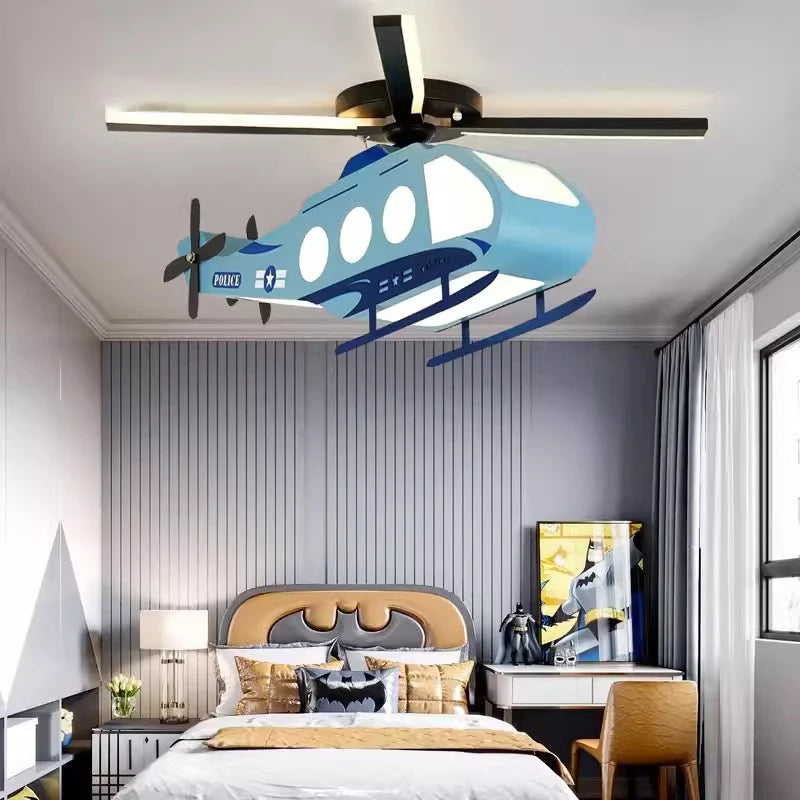 Creative helicopter ceiling light for children's and teenagers' rooms