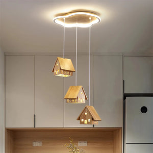 Creative solid wood pendant light for children's room