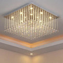 Square crystal flush mount LED chandelier for luxury living room