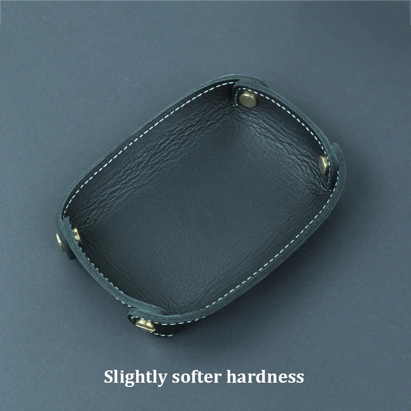 Genuine leather storage tray for various items