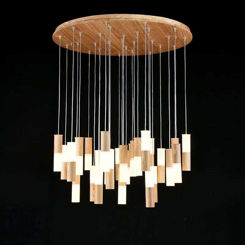 Modern wooden chandelier for designer indoor lighting - vue 3 sur 14
