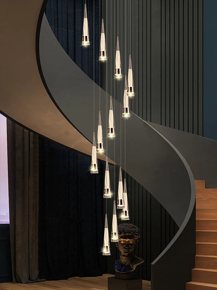 Modern minimalist chandelier for staircases in contemporary acrylic design - vue 3 sur 15