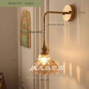 Vintage glass wall light with brass socket