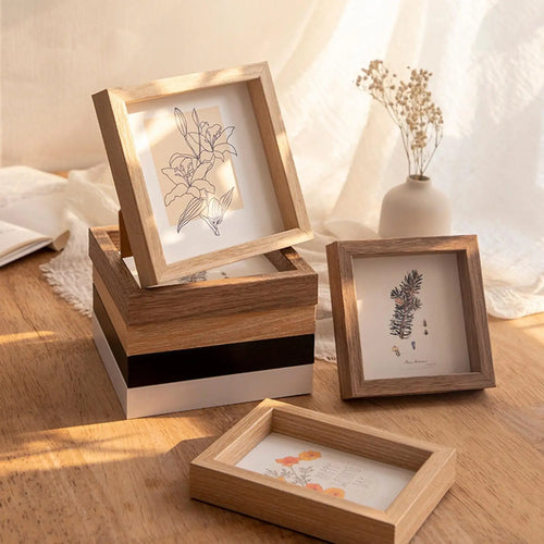 Wooden photo frame for wall and desk decoration