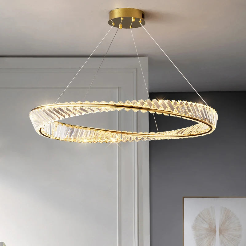 Luxury gold chandelier with crystal lighting winfordo