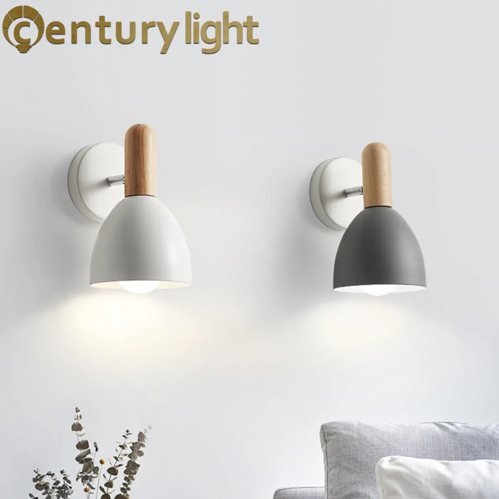 Wooden wall light modern bedside wall lamp for bedroom, kitchen or restaurant – nordic E27 home decor