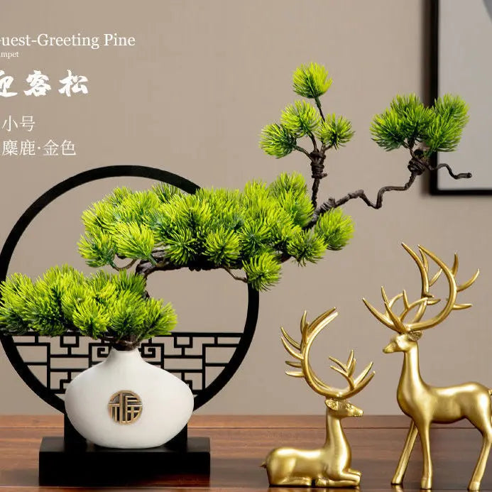 Pine bonsai table ornament for modern decor - vue 2 sur 8