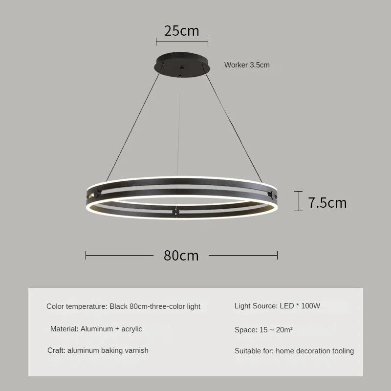 Modern circular chandelier for creative and elegant interior decor - vue 13 sur 15