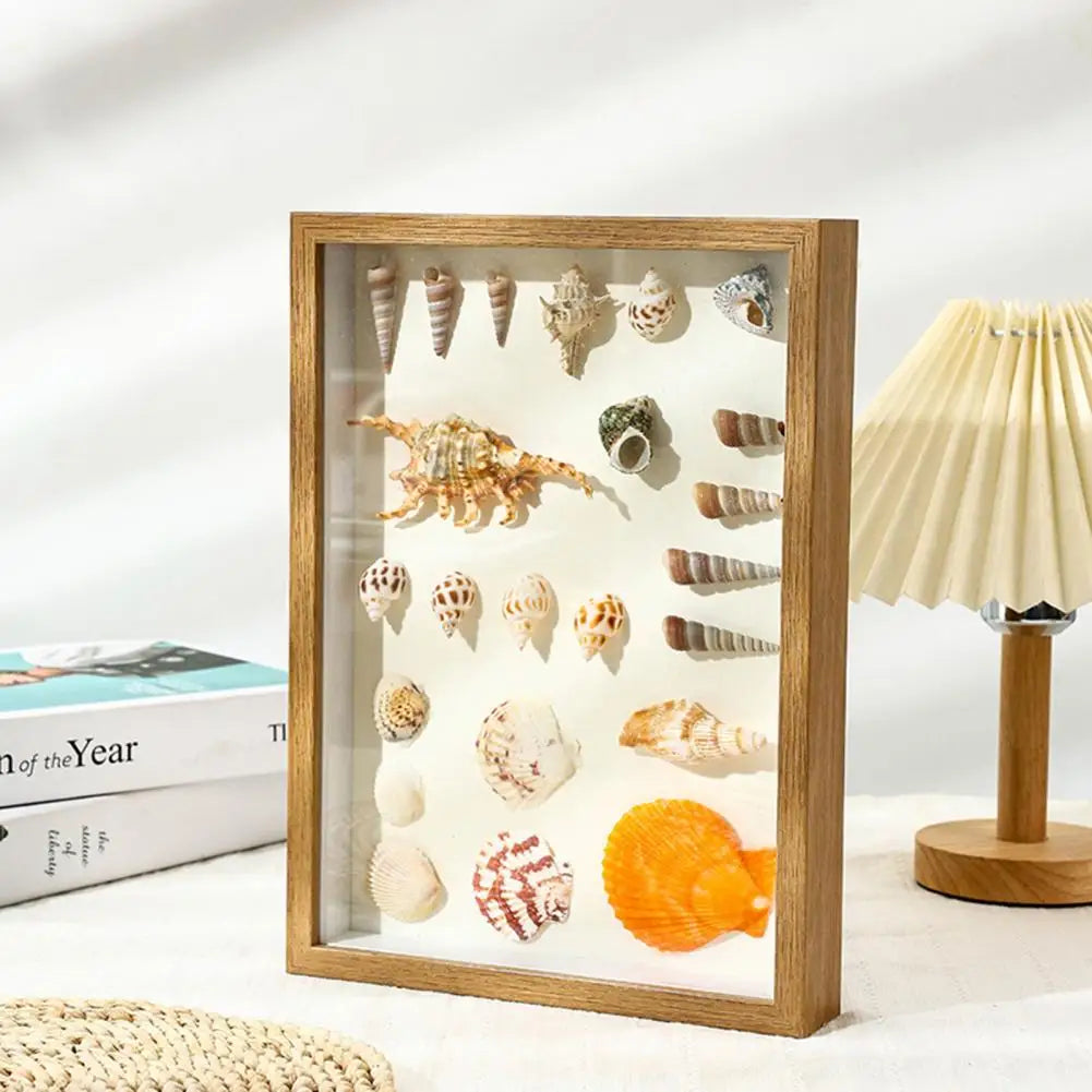 Handmade wooden photo frame with dried flowers and 3D plants - vue 3 sur 10