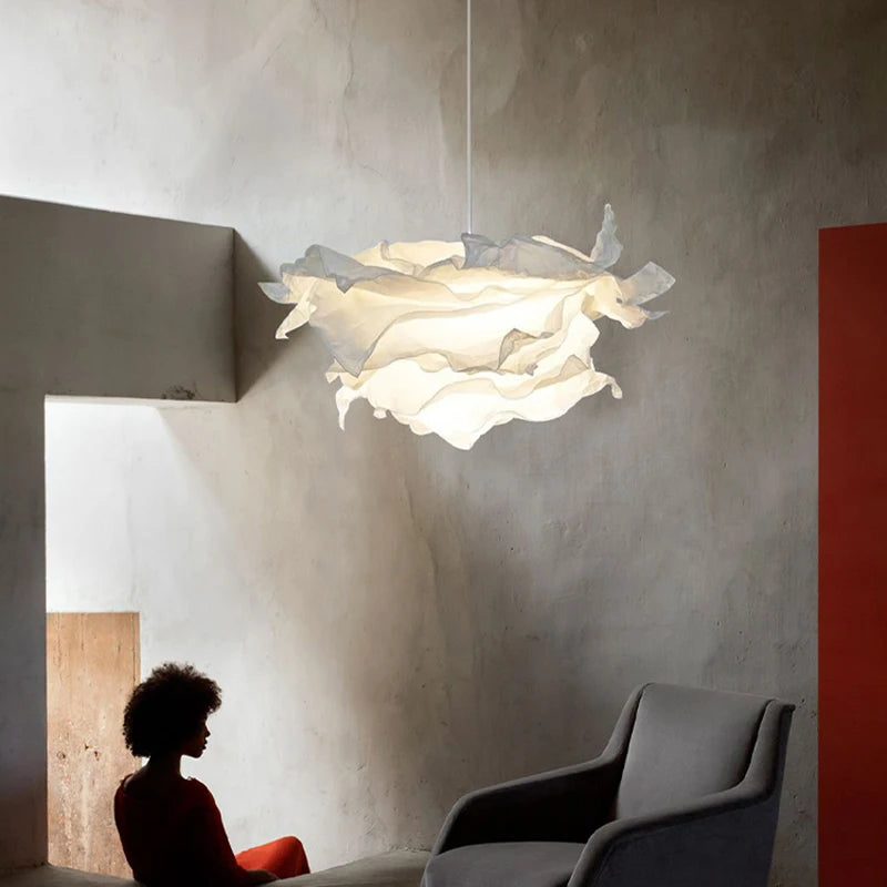 Minimalist paper LED chandelier for DIY indoor lighting - vue 4 sur 12