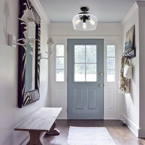 Modern American glass ceiling light with metal chandelier lighting - vue 2 sur 7