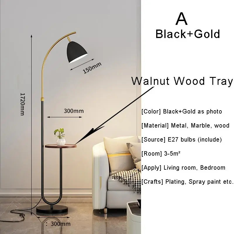 Nordic LED floor lamp with fabric shade for interior decoration