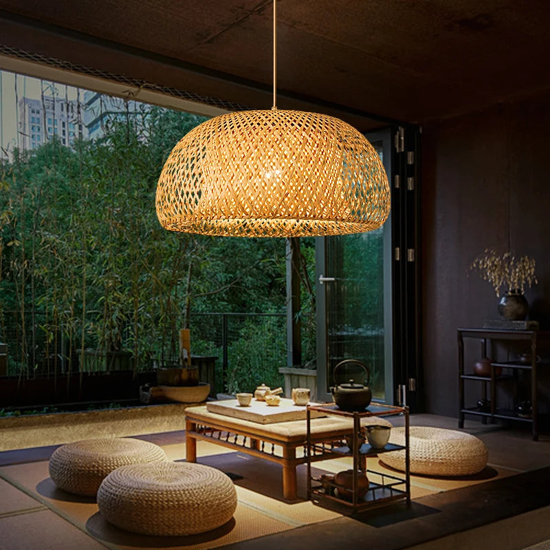 Handmade Bamboo Weaving Pendant Lamp Rattan Chinese Style