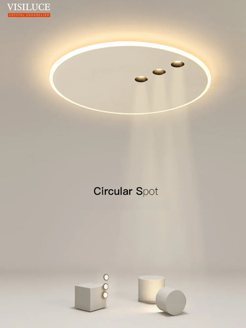 Minimalist round LED dimmable ceiling light for indoor use - vue 2 sur 8