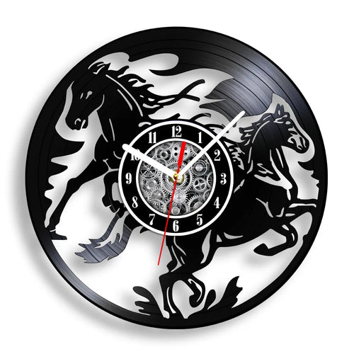 horse vinyl wall clock equestrian decoration handmade unique gift - vue 15 sur 22
