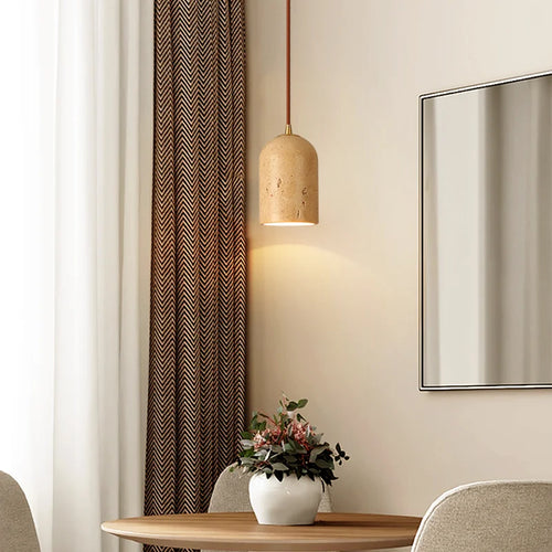 Retro LED pendant chandelier with vintage natural stone - vue 7 sur 6