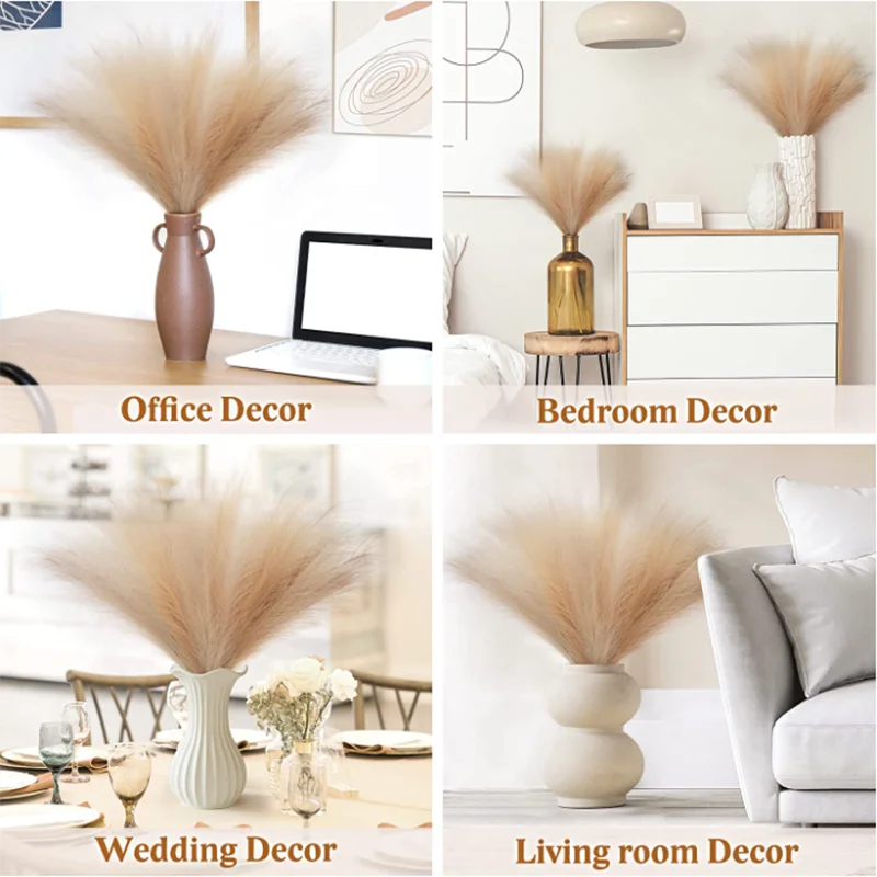 Set of 10 artificial pampas grass bouquets for interior decoration - vue 4 sur 17