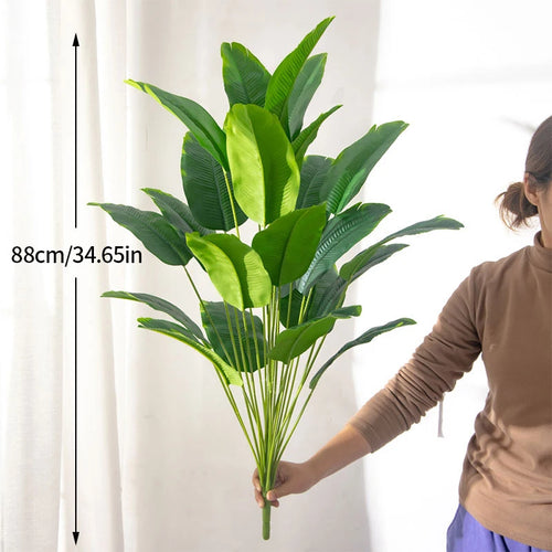 Large artificial tropical palm tree with banana and strelitzia leaves - vue 7 sur 6