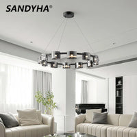 Sandyha modern minimalist glass shade LED pendant chandelier