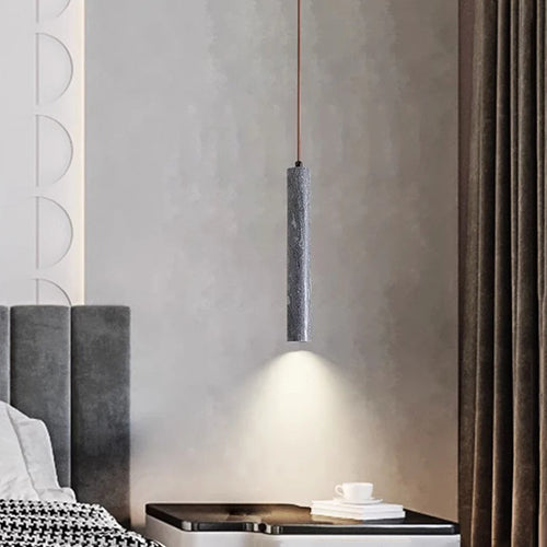 Minimalist luxury natural marble cylindrical LED chandelier - vue 3 sur 6