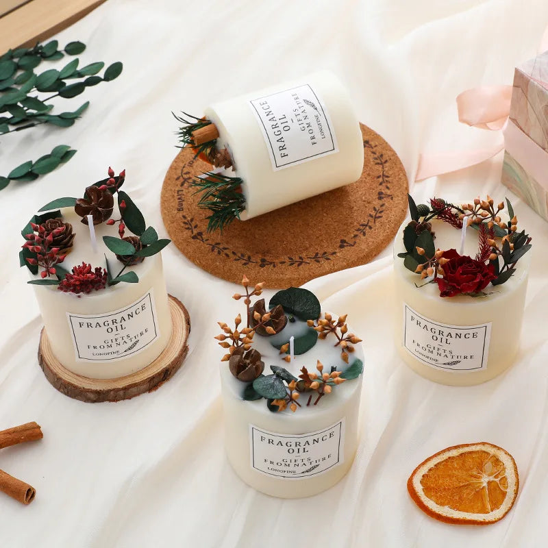 romantic scented soy wax candles with dried flowers