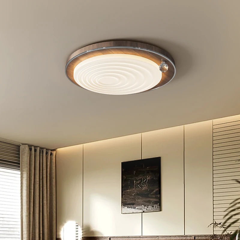 Elegant retro medieval-style wooden LED ceiling light - vue 5 sur 12