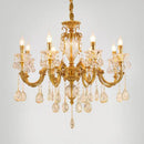 Modern LED crystal and copper chandelier