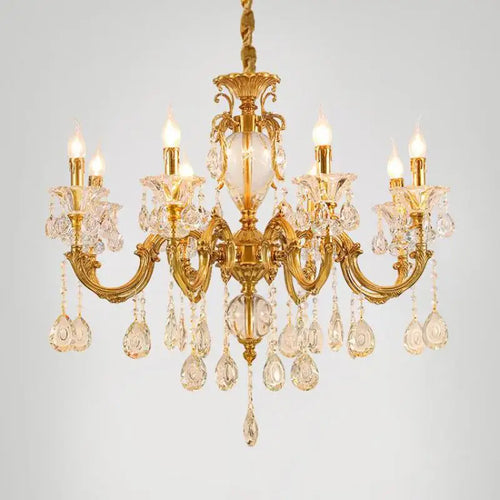 Modern LED crystal and copper chandelier - vue 5 sur 9