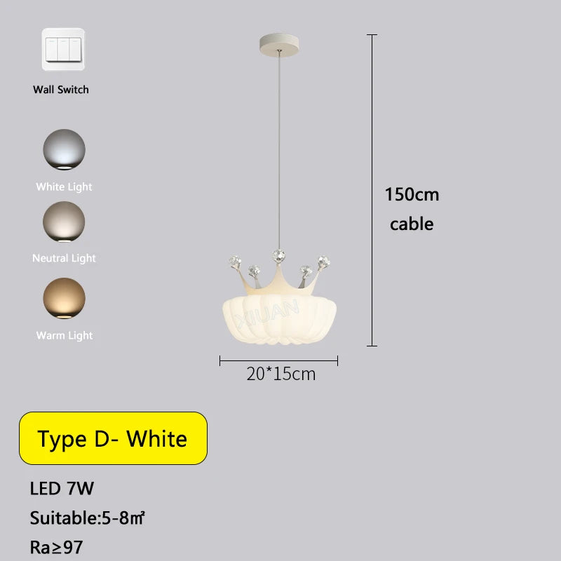 Luxury decorative pendant light with gold crown design - vue 13 sur 13