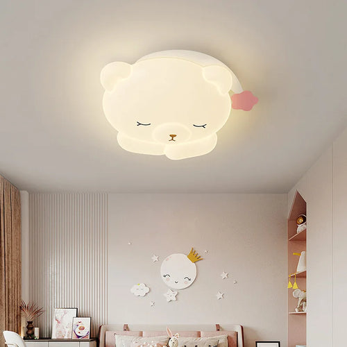 Cute nightcap bear children's ceiling light for bedroom, romantic warm nursery cartoon decor - vue 2 sur 9
