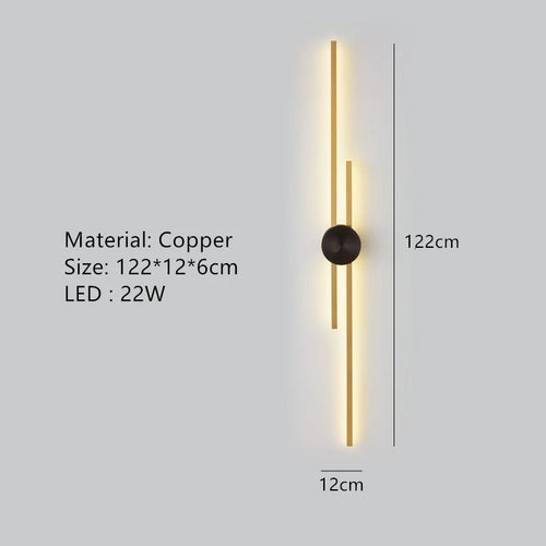Minimalist brass LED wall light for restaurant and hallway - vue 14 sur 18