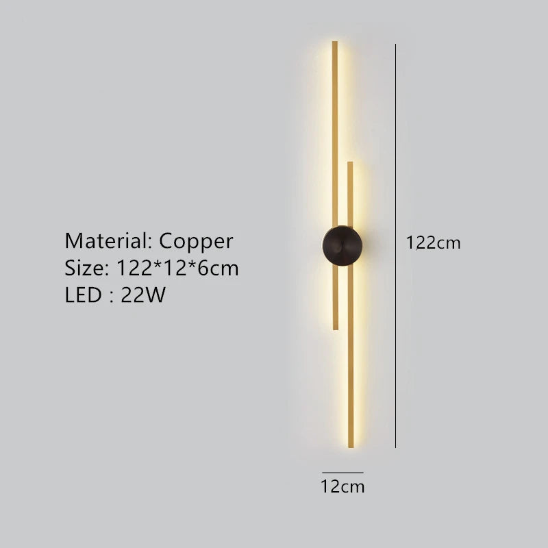 Minimalist brass LED wall light for restaurant and hallway - vue 13 sur 18