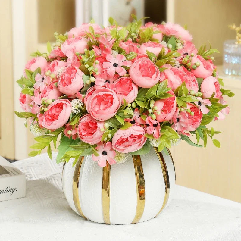 Artificial peony bouquet for weddings and festive decor - vue 3 sur 12