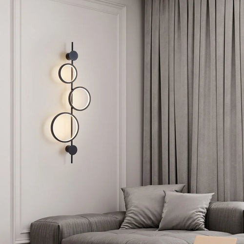 Minimalist Nordic wall light with 3 metal rings art deco indoor - vue 4 sur 7