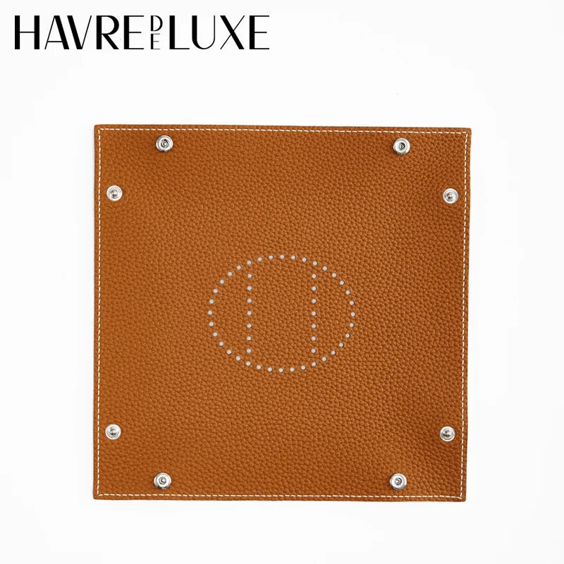 Foldable leather storage tray for various items - vue 5 sur 10