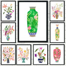 Nordic watercolour flower vase wall art for interior decoration