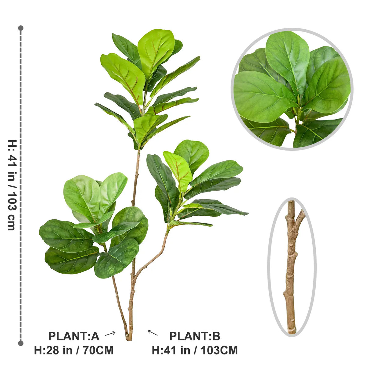 Artificial ficus branches with large banyan leaves for garden decoration - vue 27 sur 36