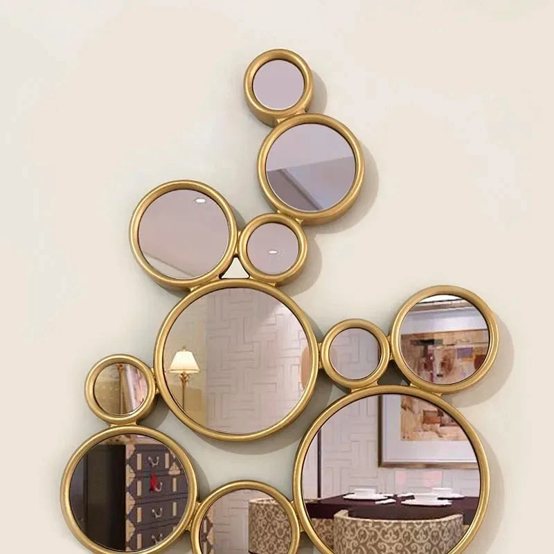 sun-shaped resin wall decor with hanging mirror - vue 4 sur 7