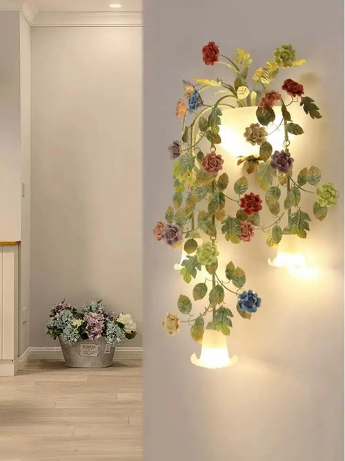 Vintage wrought iron wall light with LED glass shade - vue 6 sur 8