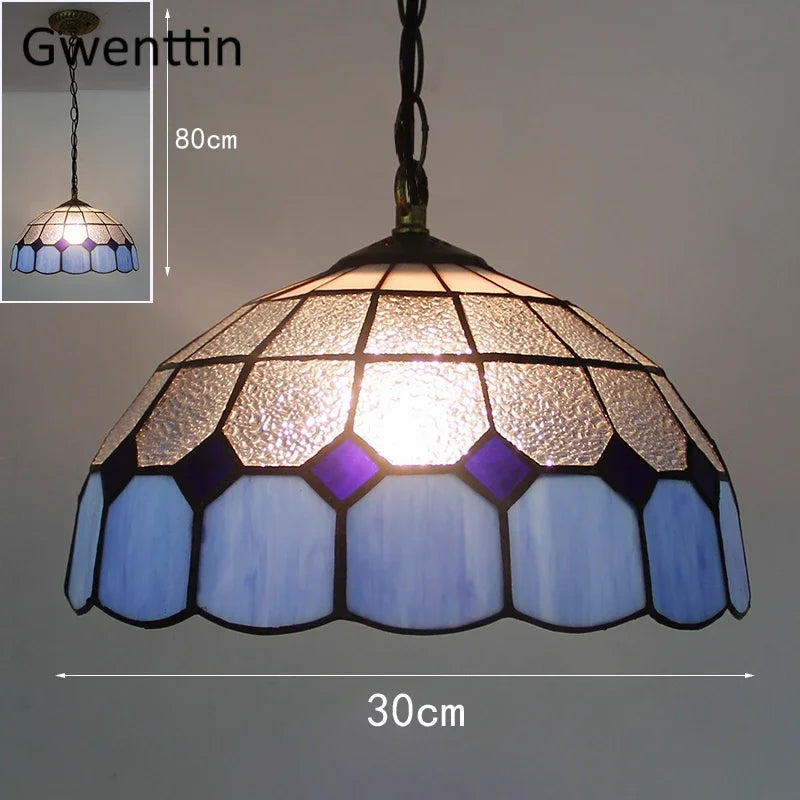 Tiffany style stained glass pendant light for interior decor - vue 22 sur 26