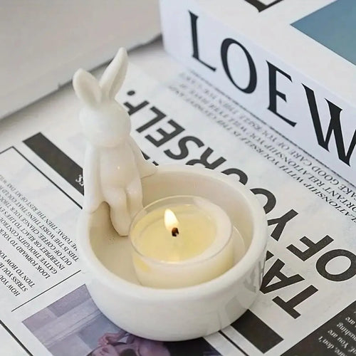 decorative ceramic bunny candle holder for Easter - vue 4 sur 7