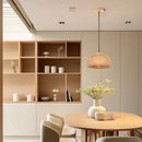 Handwoven bamboo chandelier with integrated LED