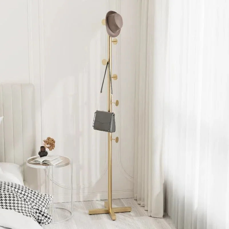 metal clothes and hat rack with stylish accessories